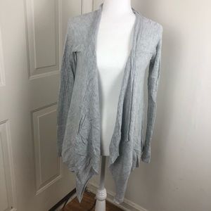 Medium Express Heather Gray Asymmetrical Cardigan